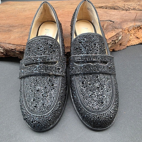 Betsey Johnson Shoes - Betsey Johnson SB-ARON Loafers Womens 6M Black Rhinestone Studded Blue Sole Luxe